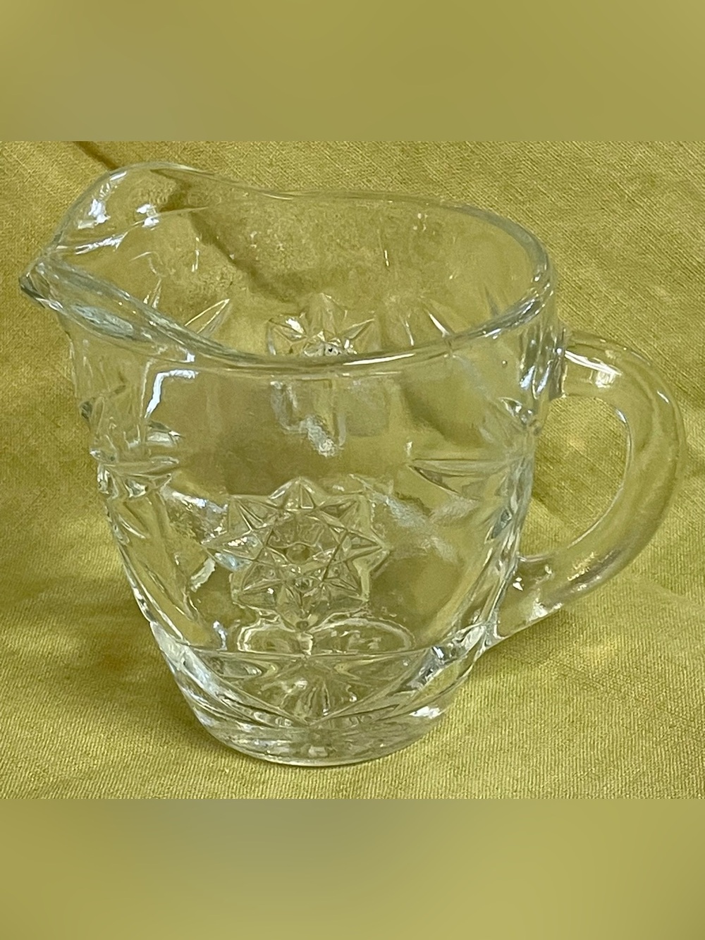 Anchor Hocking American Presscut Glass Creamer Pitcher Starburst Approx. 4" Tall